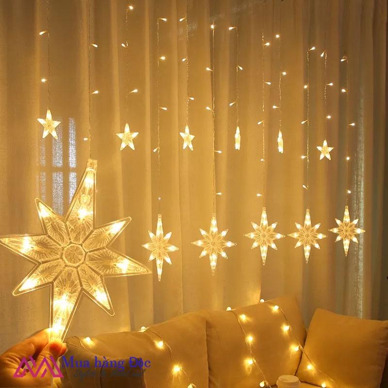 Dây đèn trang trí - Đèn rèm băng tuyết cắm điện thả mành trang trí noel 2022
