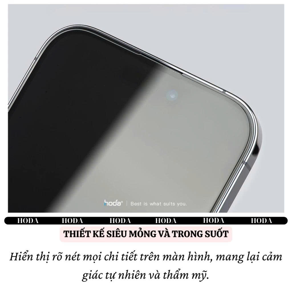 Kính Cường Lực HODA 0.33mm Cho iPhone 16 / 15 / 14 / 13 / 12 Series (Pro / Pro Max / Plus / 16E) – Độ Trong 4K, Full Màn - Hàng nhập khẩu