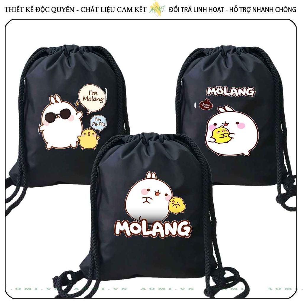 BALO MINI friend molang AOMIVN DÂY RÚT ĐEO VAI 33x38cm NHỎ XINH UNISEX CHẤT CANVAS CUTE TIỆN ÍCH DU LỊCH DẠO PHỐ