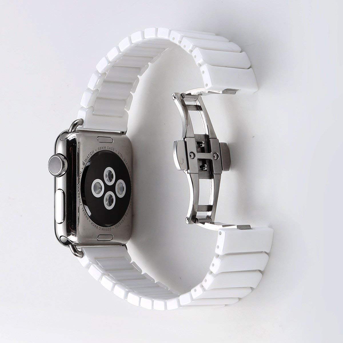 Dây đồng hồ Apple Watch, dây gốm khóa thép không gỉ cho Apple Watch