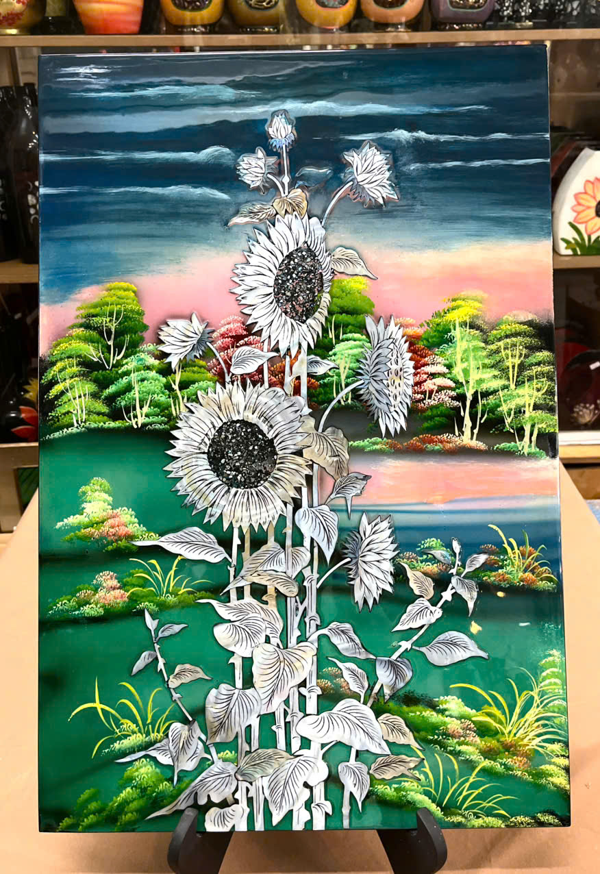 Tranh sơn mài - HOA, TRÚC - Khảm cừ cao cấp size 40x60 thích hợp trang trí, làm quà tặng