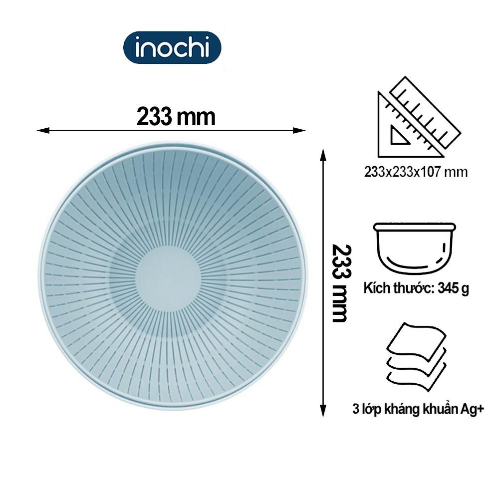 Bộ thau rổ -rổ yoko 23cm nhựa dẻo inochi Nhật Bản loại cao cấp chắc chắn sang trọng phủ Ag+ kháng khuẩn TRD01
