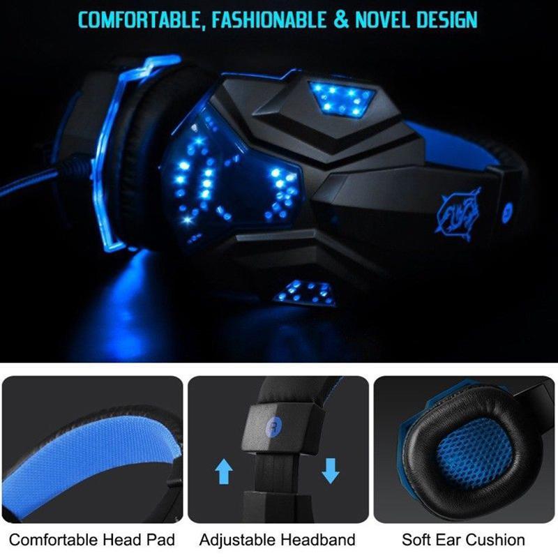 PC780 Tai Nghe Tai Nghe Chụp Tai Có Dây Game Thủ Tai Nghe Âm Thanh Stereo Tai Nghe Có Mic LED Cho Máy Tính PC PS4 Game Thủ Tai Nghe