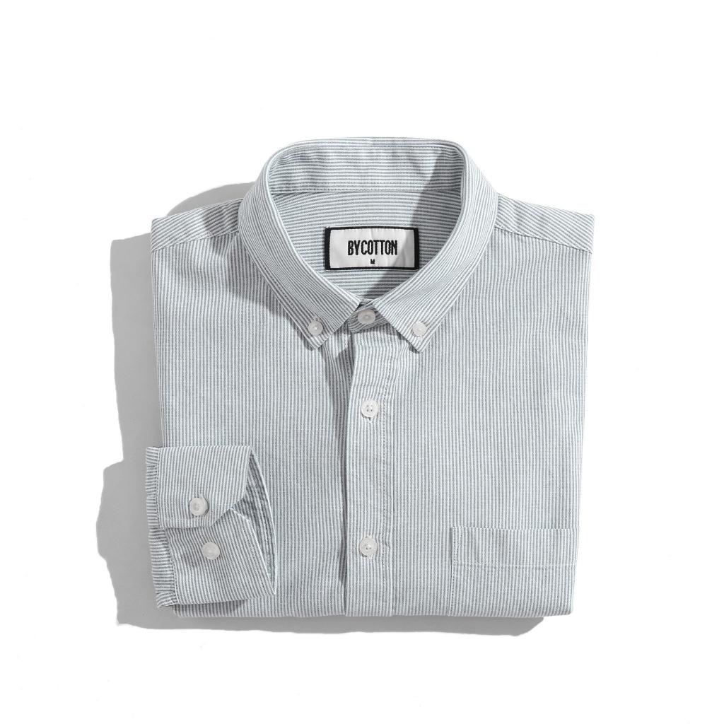 Áo Sơ Mi Nam Dài Tay Phối Sọc BY COTTON Nâu Sáng Sọc Nhuyễn 100223