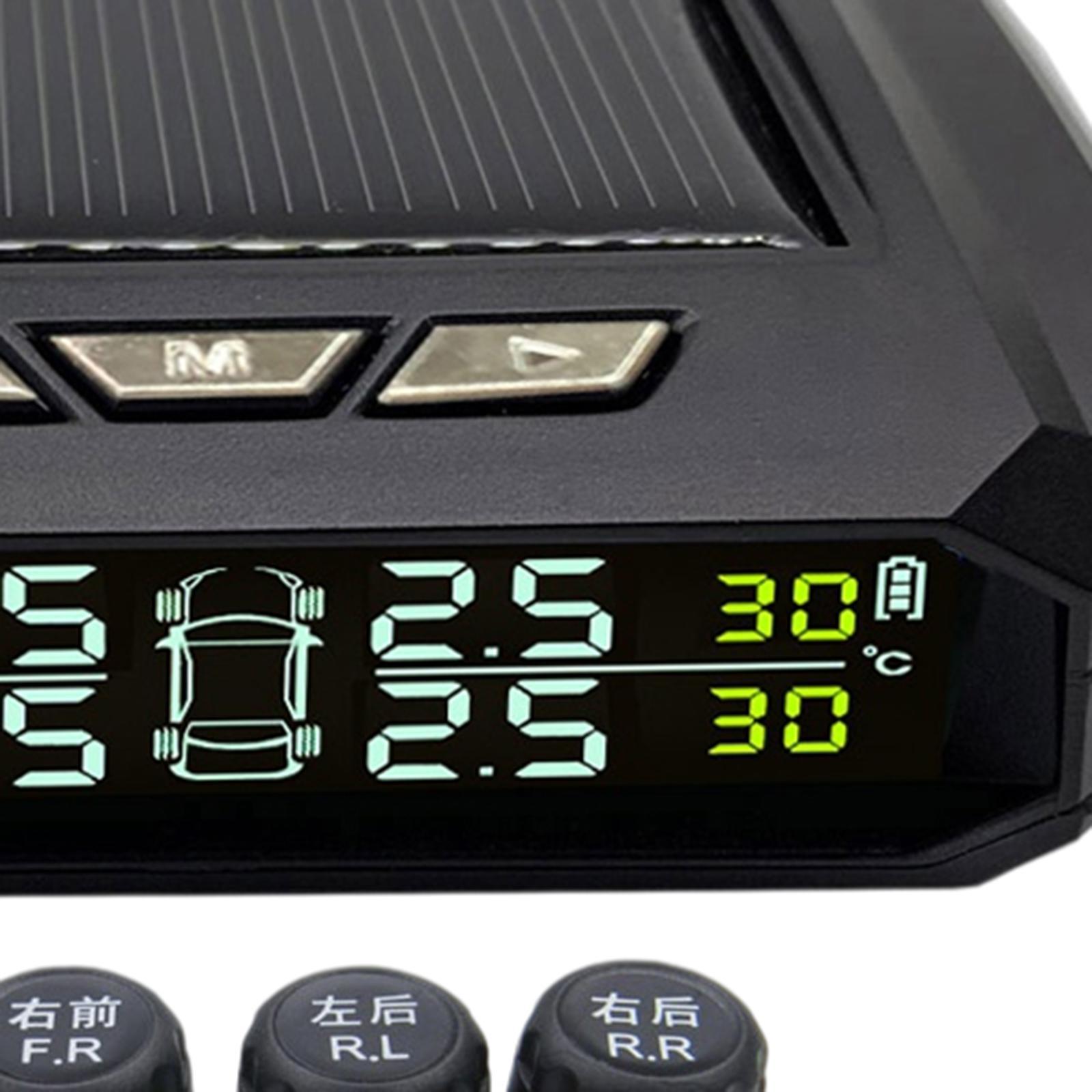 Tire Pressure System Solar USB LCD Display External Sensors