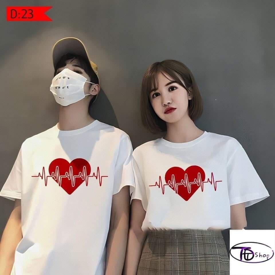 Áo thun cặp, áo đôi nam nữ tình yêu phom rộng chất cotton love you chất đẹp