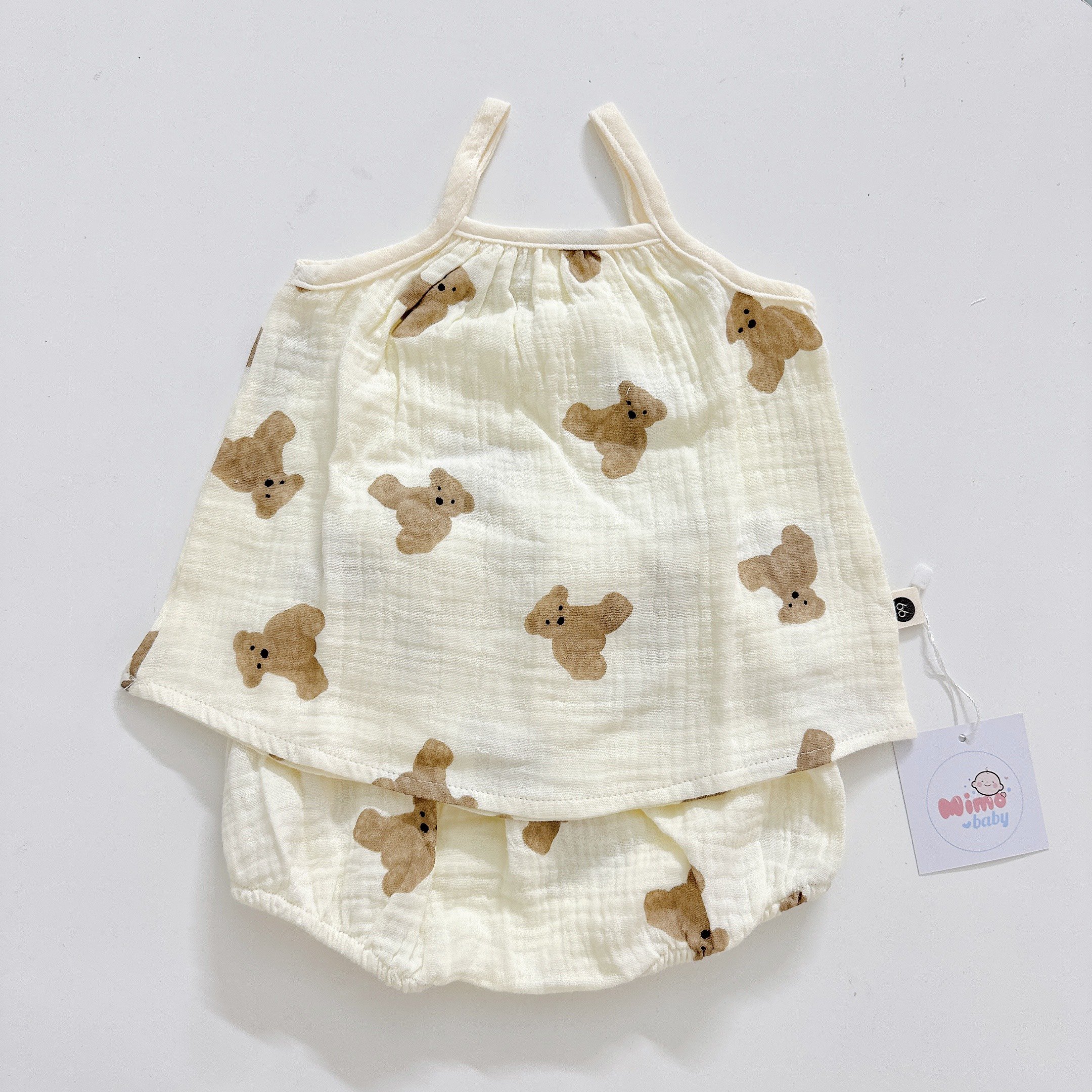 Bộ xô muslin 2 dây đáng yêu Mimo Baby cho bé QA25