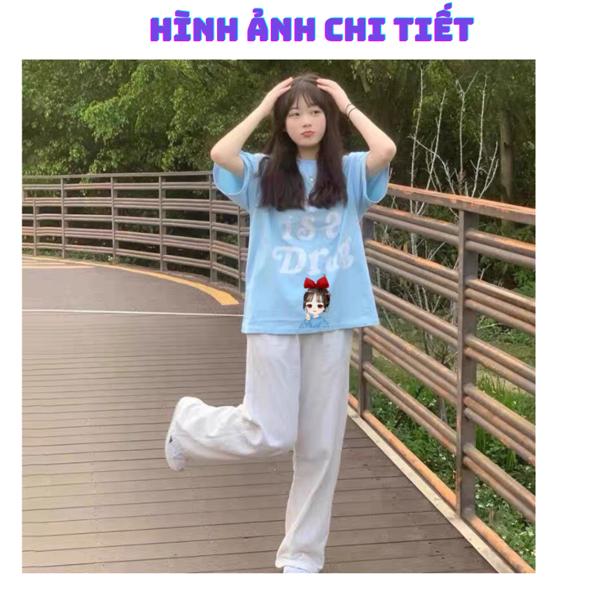 Sét Bộ Đồ Nữ, SS02 Sét Đồ Nữ Đi Chơi Đẹp In Hình Cô Gái Dễ Thương, Sét Áo Vải Cottot Và Quần KaKi Trắng Cá Tính