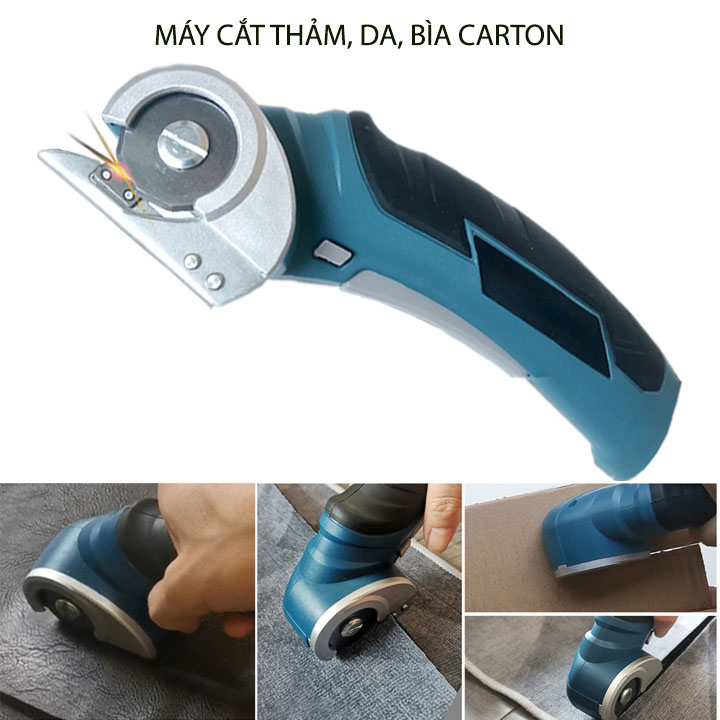 Máy cắt da, thảm, tấm nhựa PVC, bìa carton đa năng cầm tay chạy pin sạc