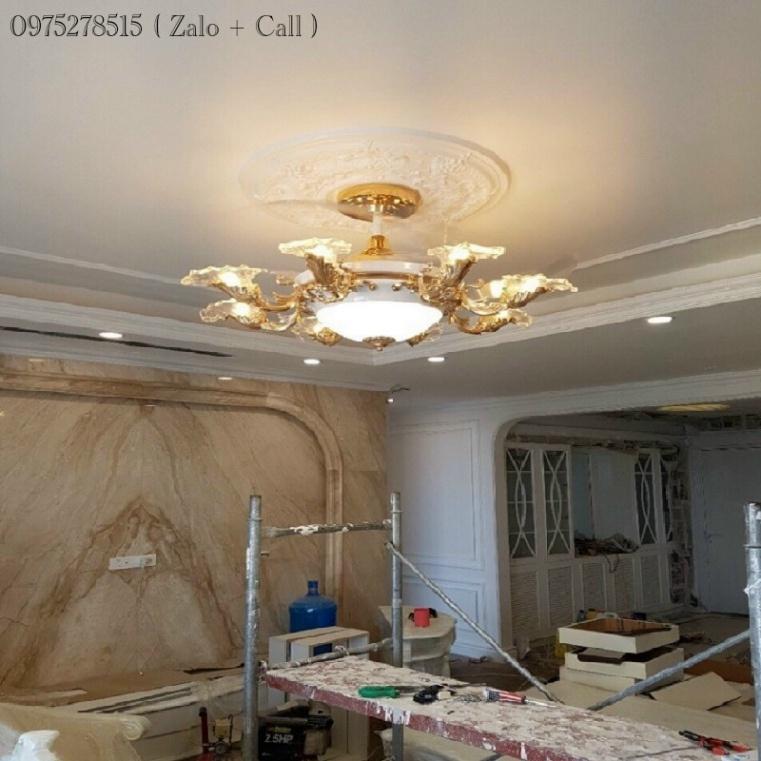 Quạt Trần Cánh Cụp Cánh Xòe phong thái hoàng phái , Có 3 cách thức Led,3 vận tốc Gió Có REMOTE