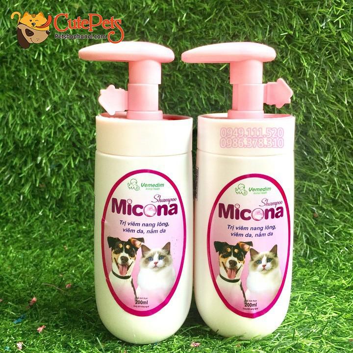Sữa Tắm Đặc Trị Nấm Da Viêm Da Viêm nang lông Cho Chó Mèo Micona Vemedim 200ml