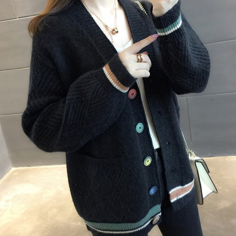 Hình ảnh Áo cardigan len nữ Hàn Quốc dáng ngắn, cổ chữ V, chất len dày dặn