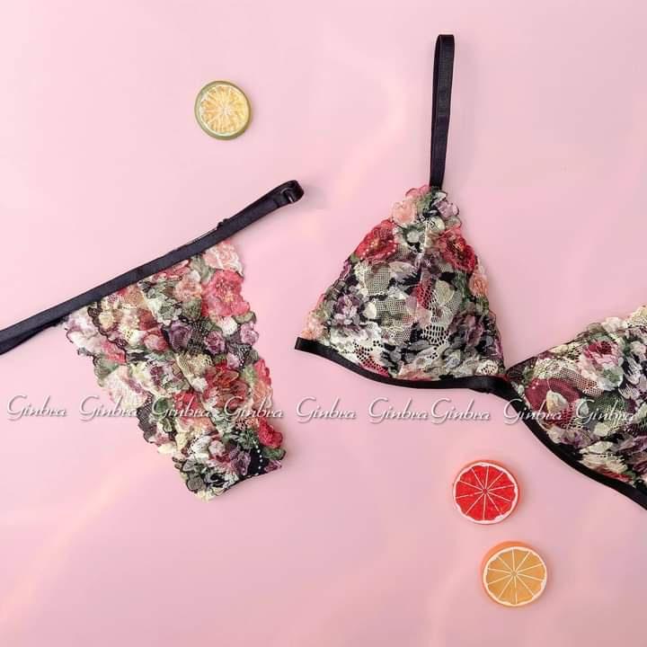 Bra thiết kế sexy quần dây đen hoa mẫu mới số lượng giới hạn