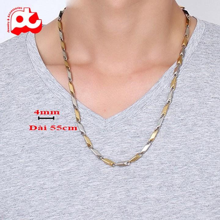 Dây Chuyền Nam Phối Màu Thời Trang 4mm Thép Không Gỉ