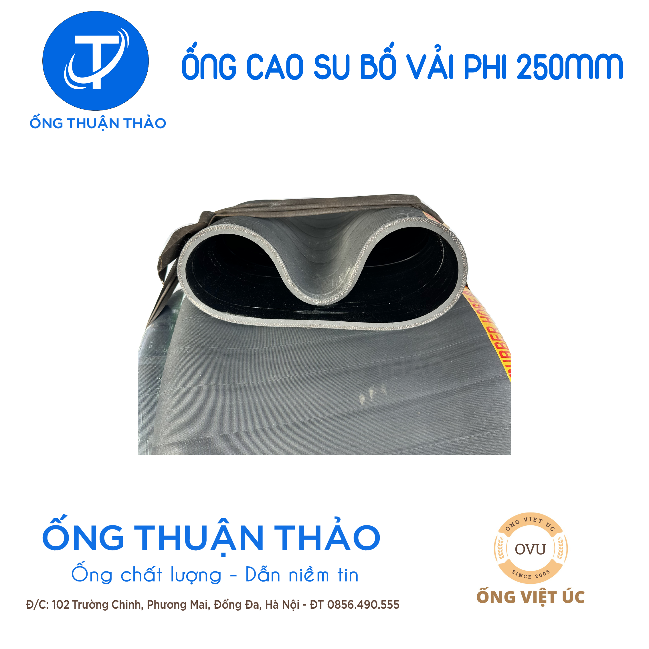 Ống cao su bố vải KT phi 250MM cuộn 10 mét  Nhập Khẩu - Ống Chống Phá Chống Nổ thuận thảo