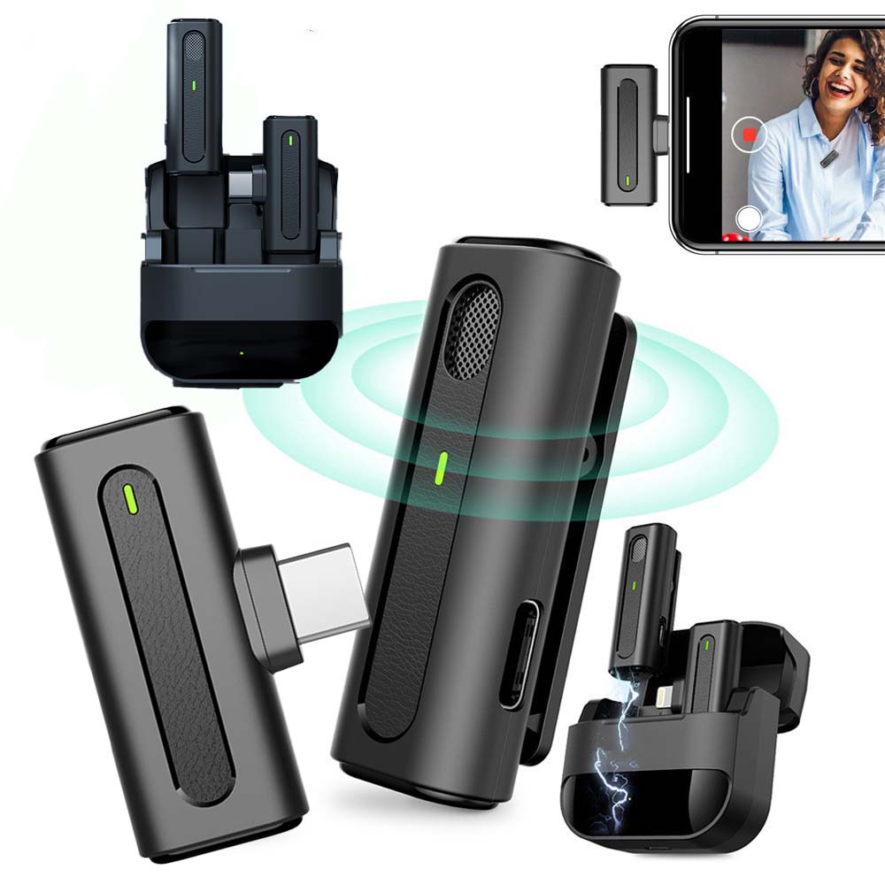 Micro thu âm, Mic livestream cài áo, giảm tiếng ồn, bắt âm tốt, thu âm chuyên nghiệp - Micro không dây bluetooth tương thích nhiều thiết bị, kết nối cho điện thoại, máy tính, máy quay