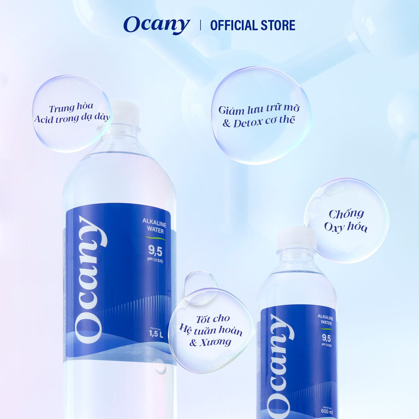 Lốc 6 chai nước ion kiềm Ocany chai 1,5l