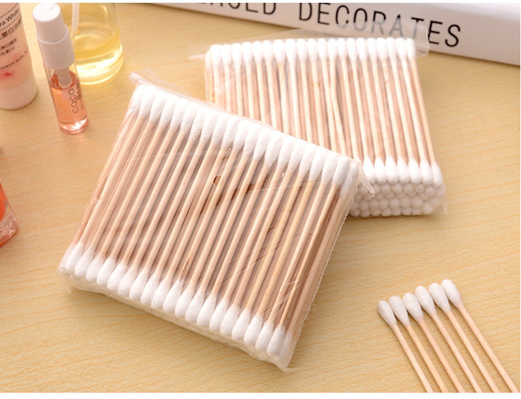 Tăm bông cán gỗ cứng cáp, thân thiện môi trường, bịch 100 que