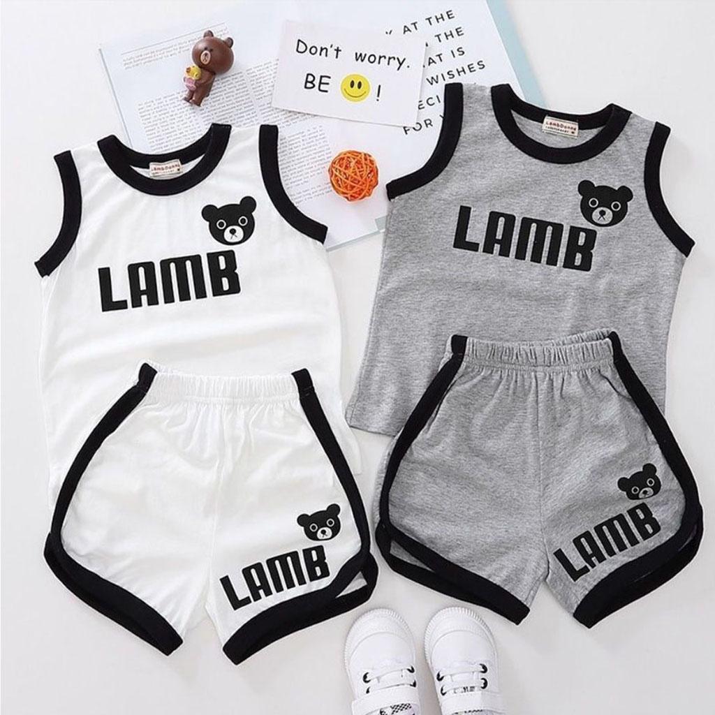Bộ ba lỗ bé trai hình gấu cho bé ROSY KIDS , Bộ Ba Lỗ Cho Bé Chất cotton cực mát cho bé từ 6-28kg