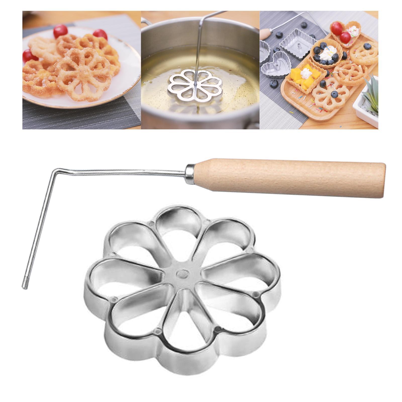 Rosette Iron Set Maker  With Handle Waffle Timbale Molds