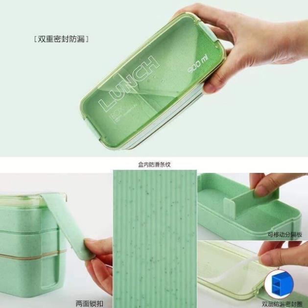 Hộp cơm lúa mạch 3 tầng mẫu mới