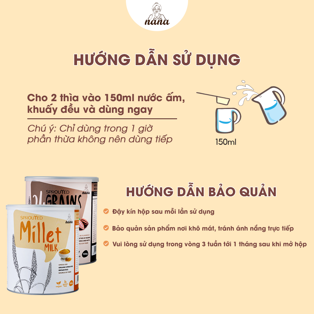 Sữa Hạt Cho Người Lớn Tuổi Millet Vị Gạo Hộp 700g, Nhập Khẩu Malaysia Sữa Hữu Cơ Không Đường Bổ Sung Dinh Dưỡng & Tốt Cho Tim Mạch - miwako