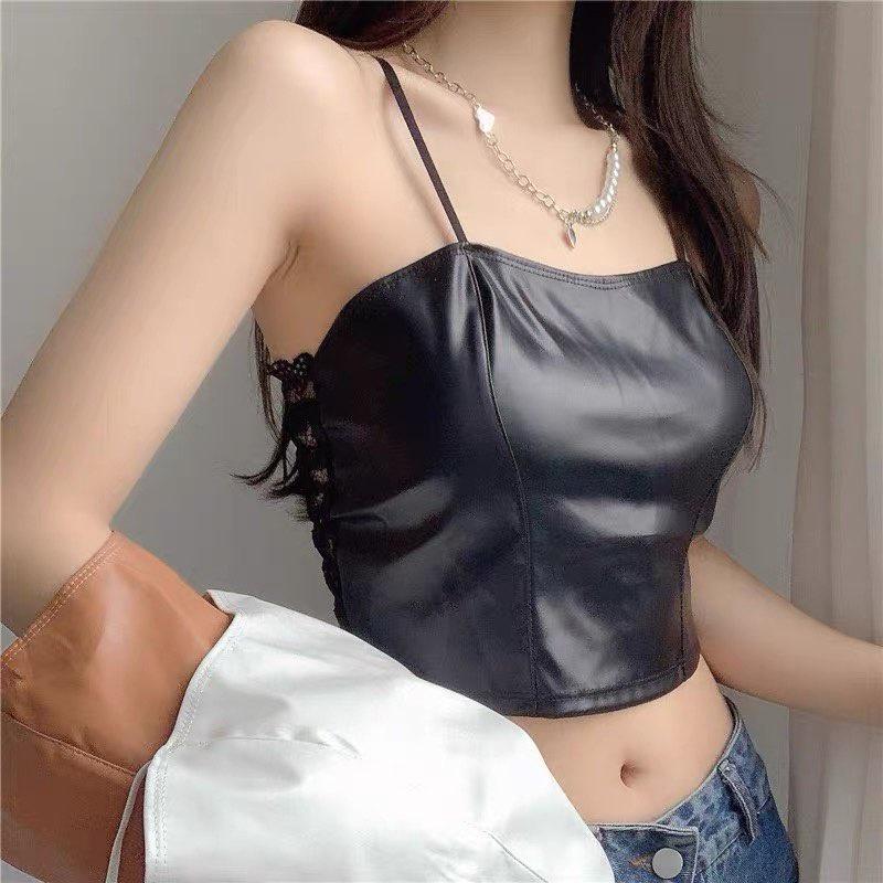 M51. (MIỄN SHIP) Áo Croptop Nữ - Áo Hai Dây, Áo 2 Dây Nữ Da Có Đệm Ngực Lưng Chun sang chảnh