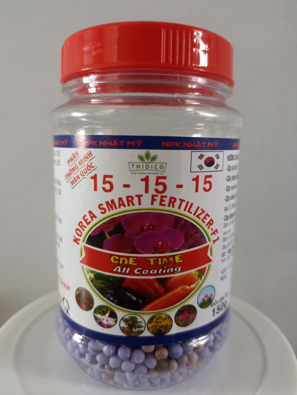 Phân tan chậm thông minh Hàn Quốc NPK 15-15-15 - chai 150 gram