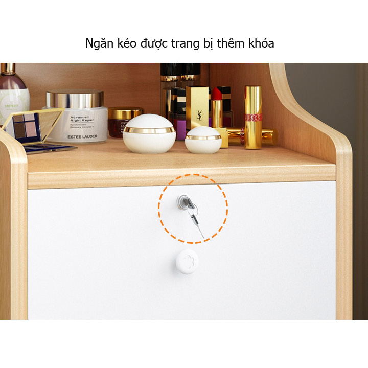 tủ đầu giường, kệ đầu giường loại 2 ngăn kéo có khóa, 3 ngăn để đồ thiết kế sang trọng, mặt gỗ phủ melamine chống thấm, chống xước, dễ lắp đặt, trang trí phòng ngủ, phòng khách màu ngẫu nhiên