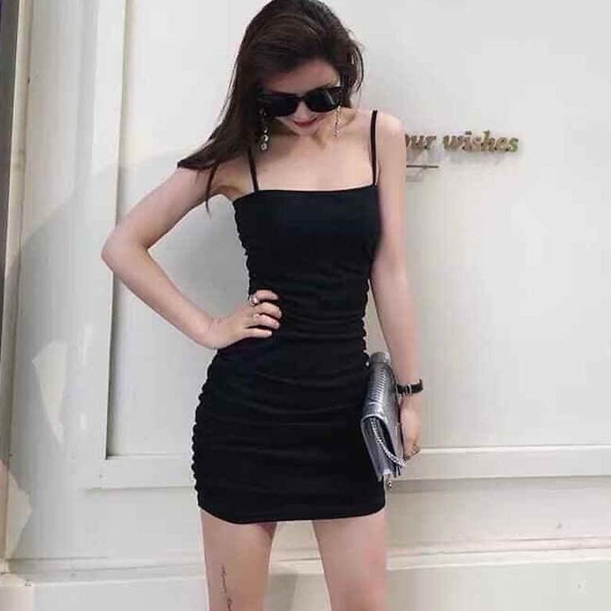 Váy ôm 2 dây SỢI BÚN dáng ngắn