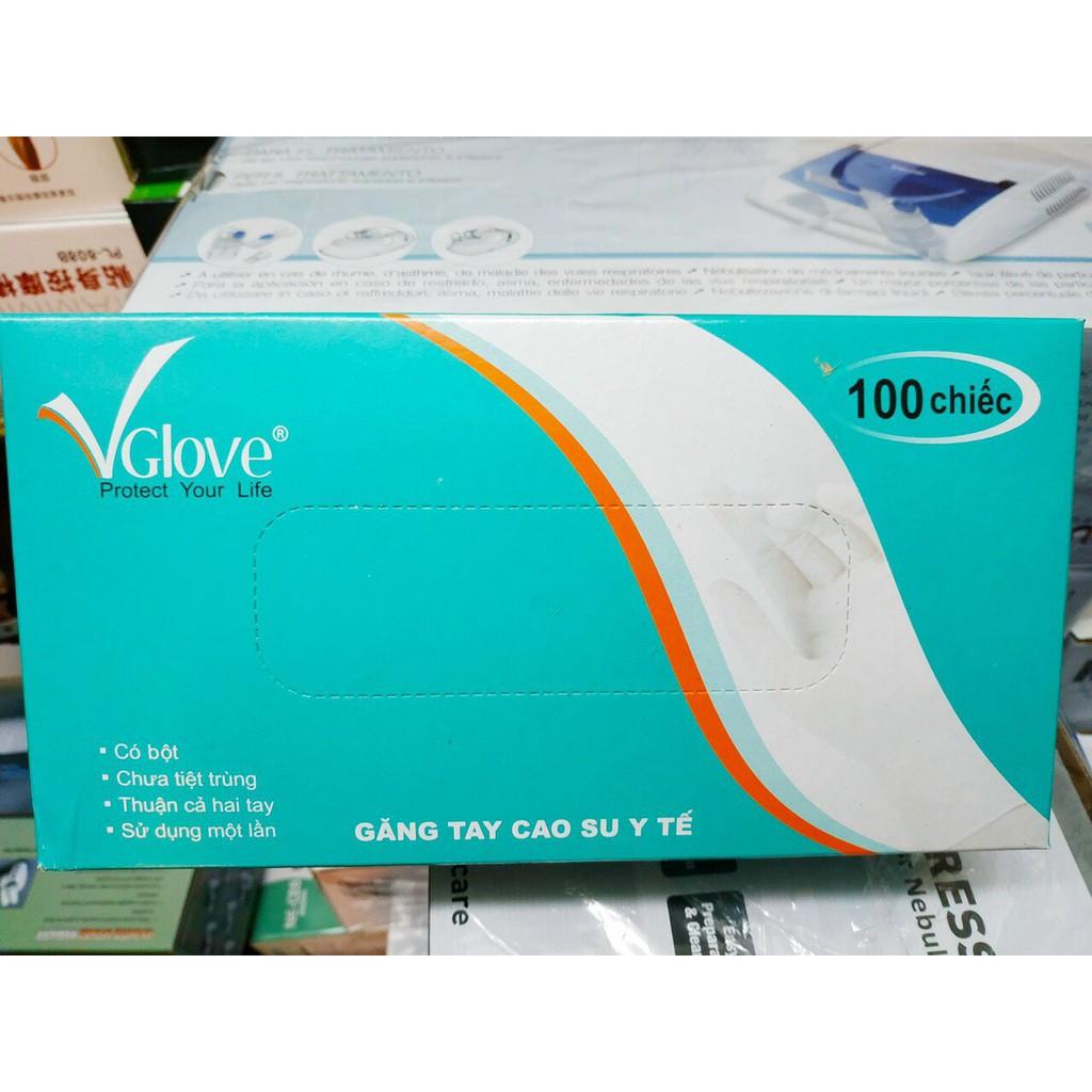 GĂNG TAY CAO SU Y TẾ VGLOVE HỘP 100 CÁI