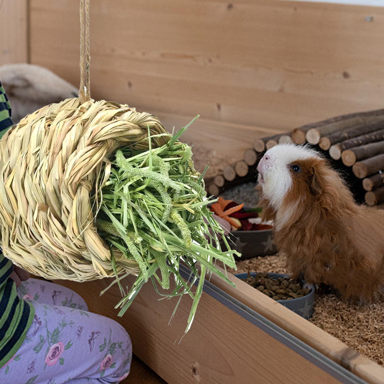Hanging Straw Cage Bed Rest Room Chew Toy Hut Rabbit  for Hamster