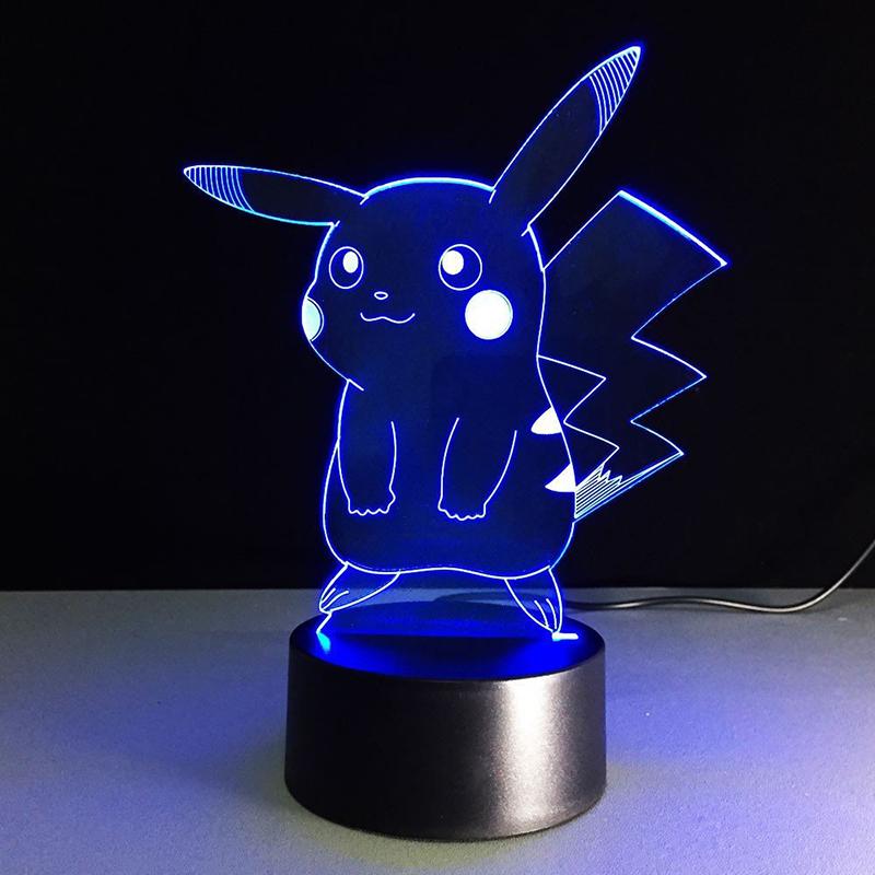 Đèn Ngủ Để Bàn Hình Pikachu 3d Thay Đổi 7 Màu