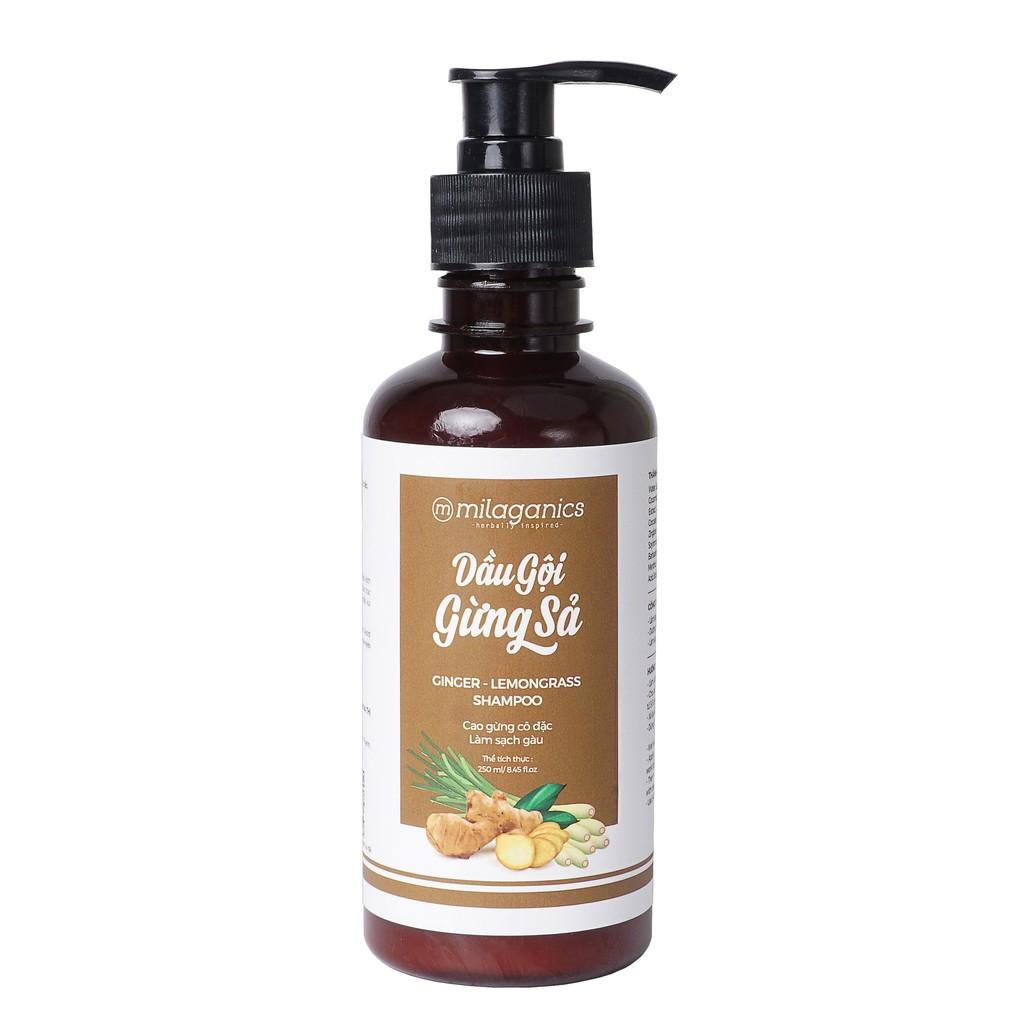 Dầu Gội Gừng Sả Làm Sạch Gàu, Dưỡng Tóc Mềm Mượt Từ Cao Gừng Cô Đặc MILAGANICS 250ml