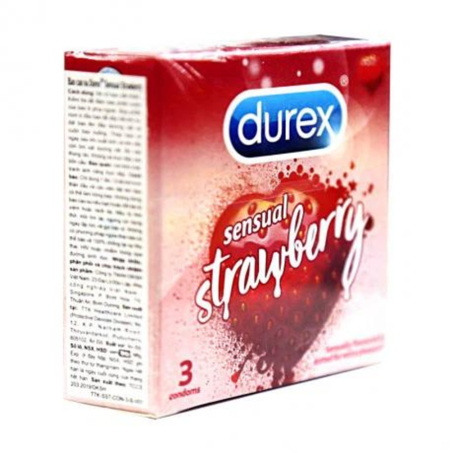 Bao cao su Durex Sensual Strawberry hộp 3 bao