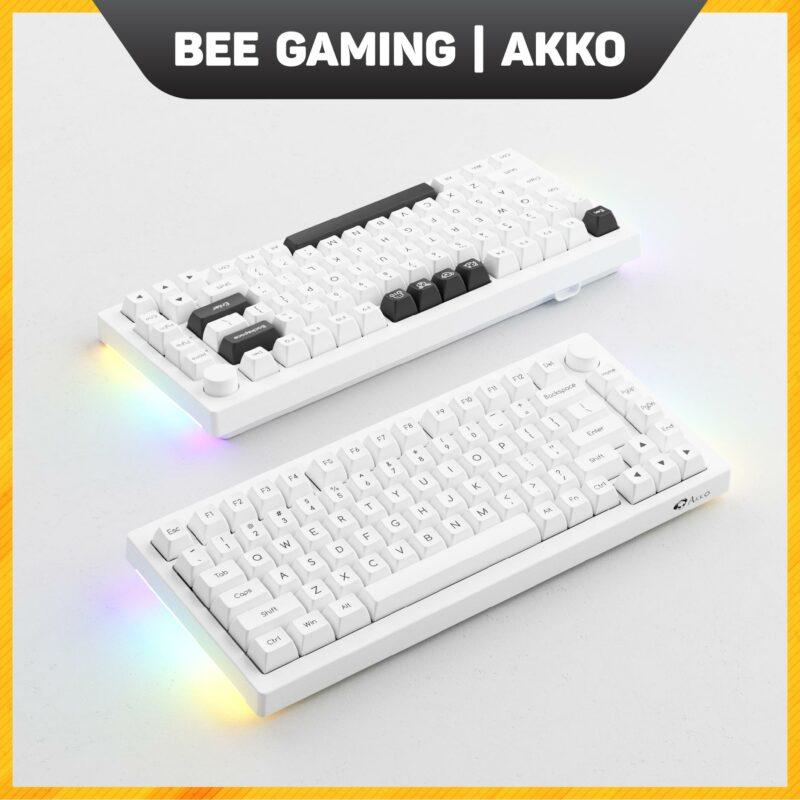 Bộ keycap chính hãng AKKO – Black on White BOW (Chất liệu ABS Double-Shot / SAL profile / 195 nút)