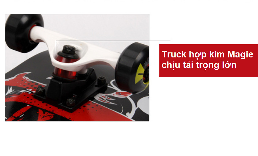Ván Trượt Mặt Nhám, Bánh Cao Su PU 95A, Vòng Bi ABEC - 9 + Trục Hợp Kim Magie Chịu Tải Trọng Lớn 180kg