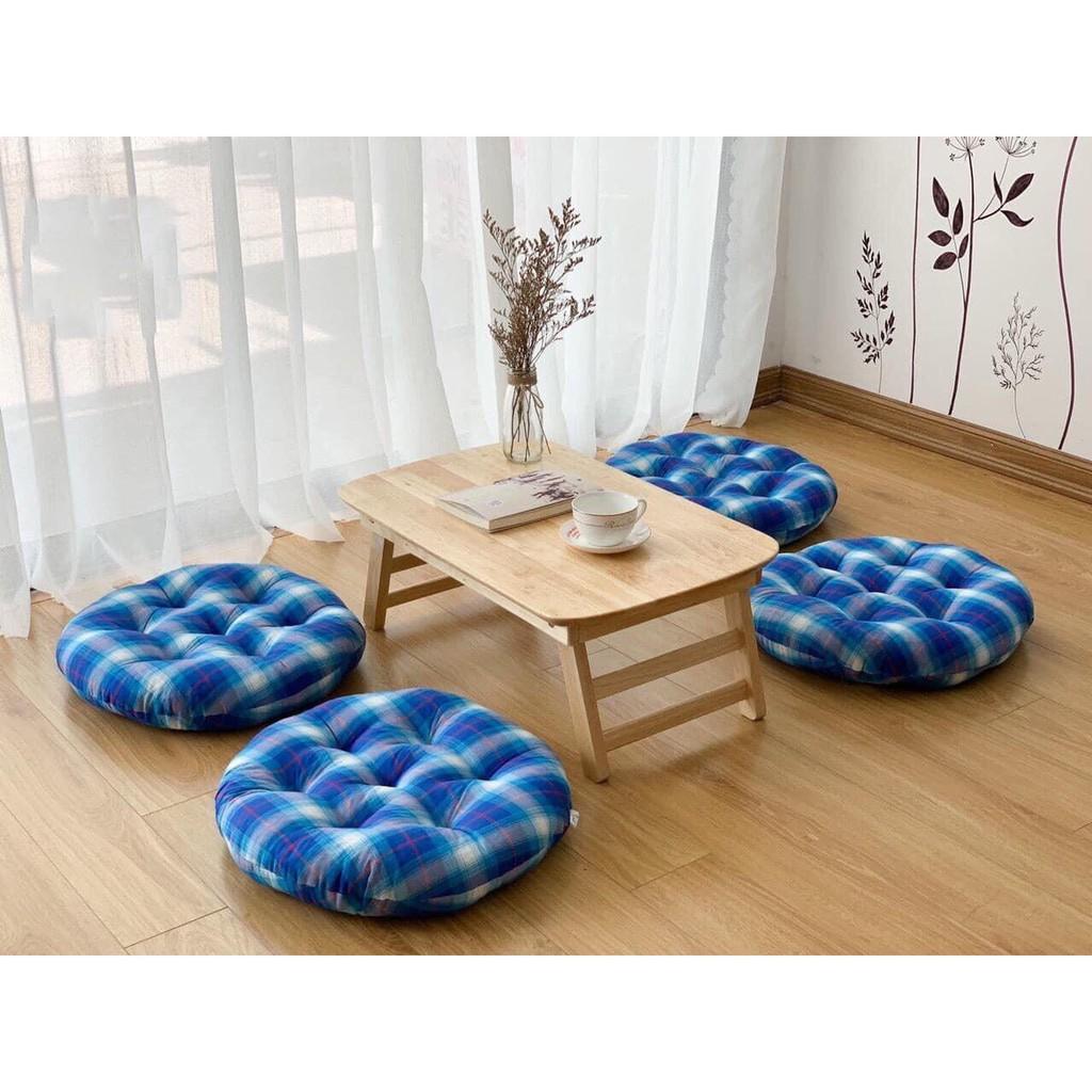 ĐỆM NGỒI BỆT TRÒN VẢI COTTON CARO SẮC MÀU MỚI SBK111