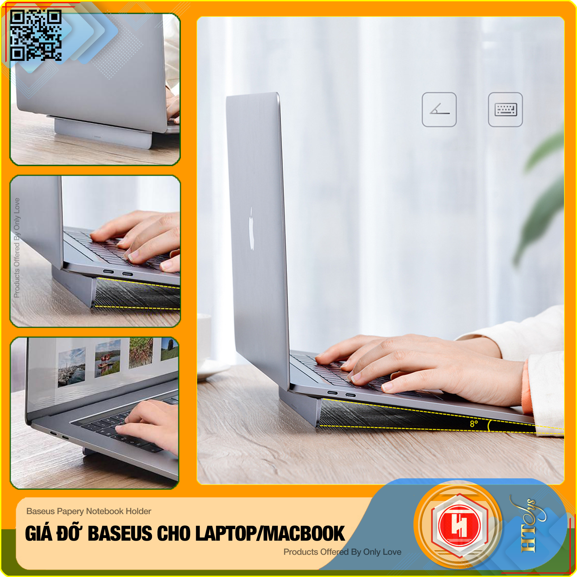 Giá đỡ gấp gọn hợp kim nhôm cho Laptop/Macbook - Đế tản nhiệt dạng xếp, siêu mỏng Baseus Papery Notebook Holder  (0.3cm slim, 8° Angle, Foldable, Portable Alloy Laptop Stand)-Hàng Nhập Khẩu