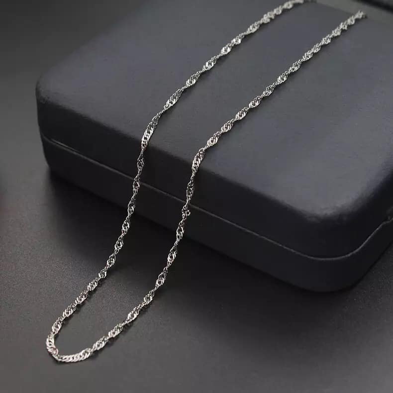 Dây chuyền xoắn sáng lấp lánh titan inox không đen D50