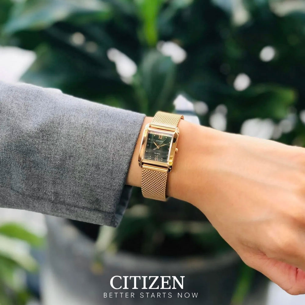 Đồng Hồ Citizen Nữ Dây Kim Loại Máy Eco-Drive EW5593-72X - Mặt Xanh