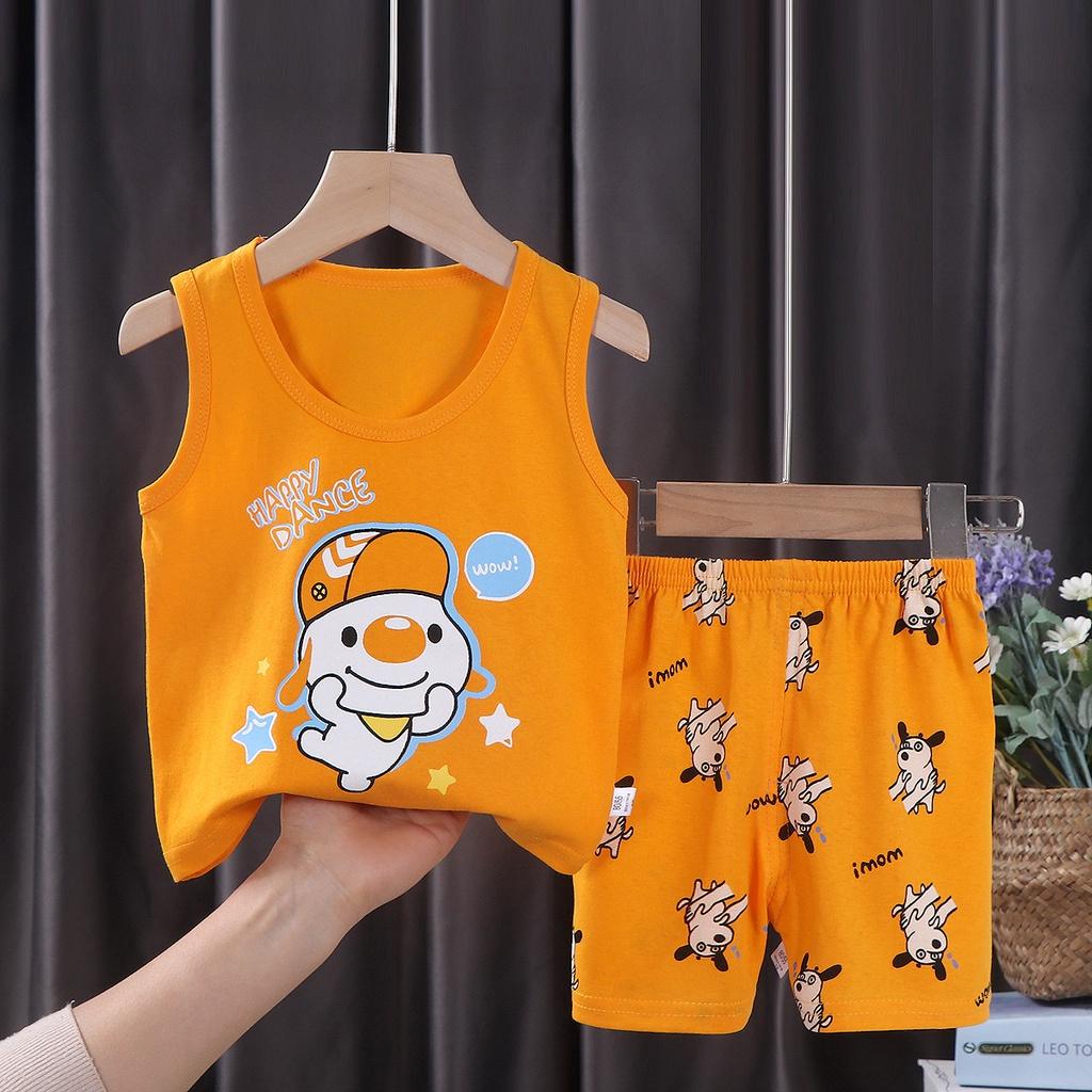 Bộ quần áo trẻ em (9 - 36 tháng) chất cotton mùa hè bé trai bé gái phiên bản Hàn Quốc không tay nhiều hình lựa chọn