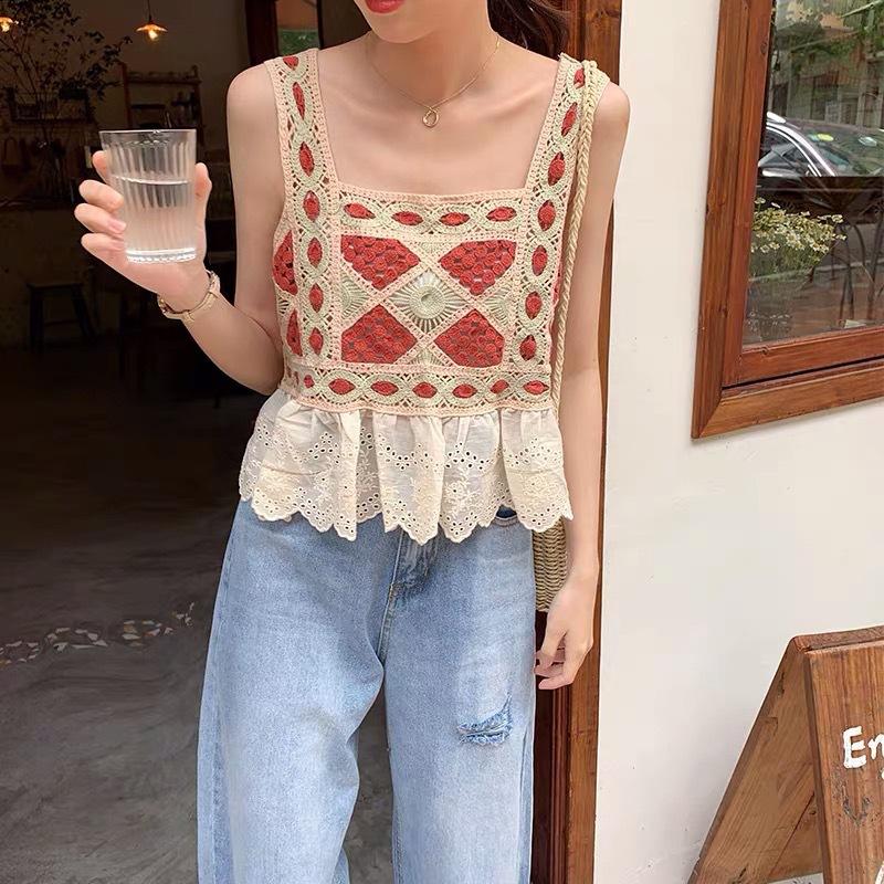 Áo 2 dây thêu hoạ tiết siêu xinh