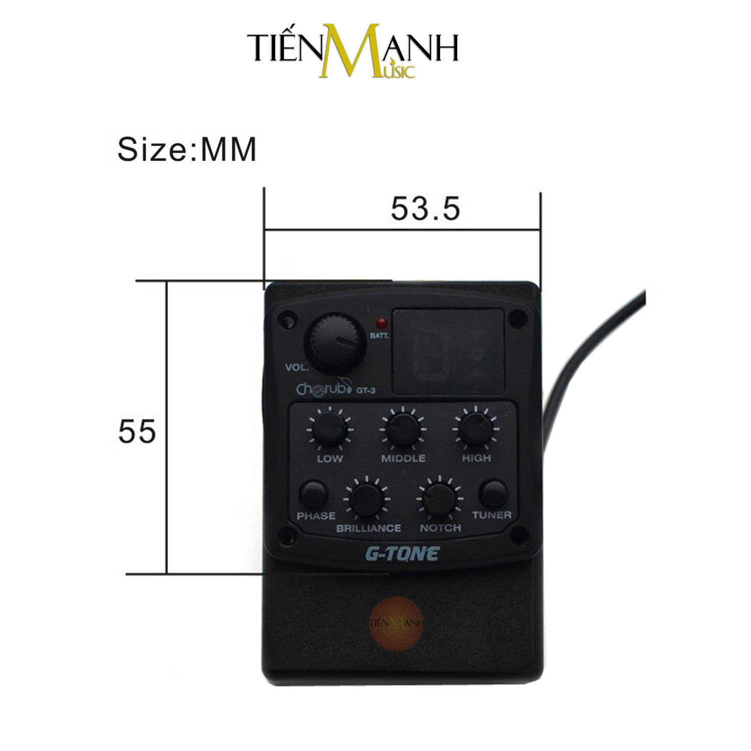 EQ Cherub GT3 Cho Đàn Guitar Acoustic Preamp Pickup Thiết Bị Thu Chỉnh Âm G-Tone GT-3 Hàng Chính Hãng - Kèm Móng Gẩy DreamMaker