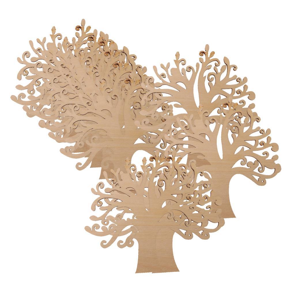 10 Pieces Unpainted Blank Wood Wooden Tree Embellishments for DIY Crafts