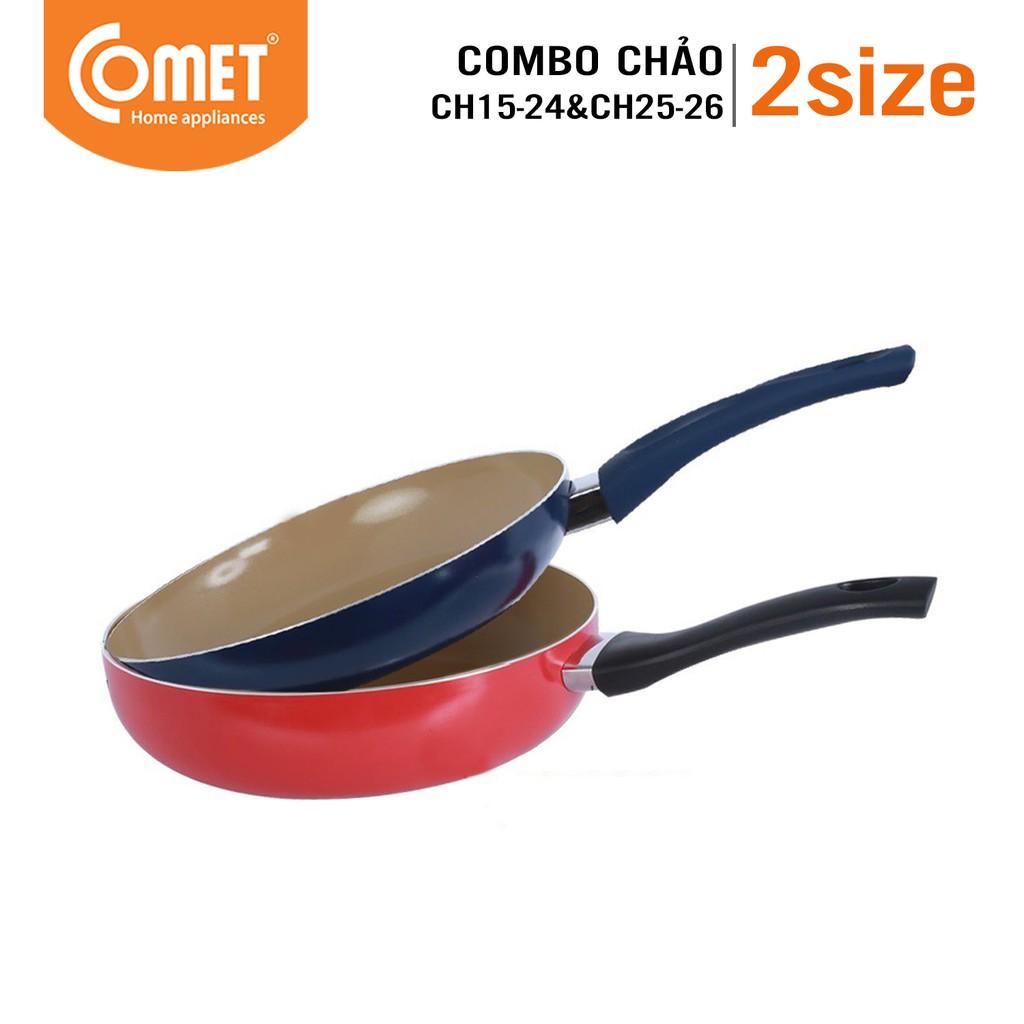 Combo chảo đáy từ COMET CH15-24&amp;CH25-26 - Màu Ngẫu Nhiên - Hãng Chính Hãng