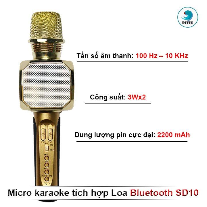 Micro Karaoke Bluetooth SD-10 Mic Hát Cầm Tay Loa Không Dây Âm Thanh Tuyệt Vời Mini Hát Hay Đa Năng Có Ghi Âm