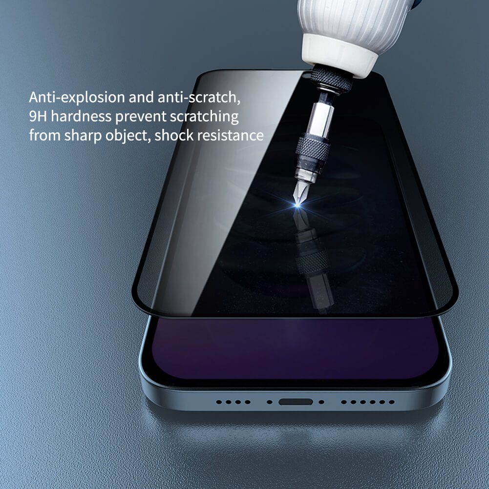 Bộ 2 miếng dán kính cường lực chống nhìn trộm full 3D cho iPhone 14 Pro hiệu Baseus Privacy Protector mỏng 0.3mm, vát cạnh 2.5D, độ cứng 9H - hàng nhập khẩu