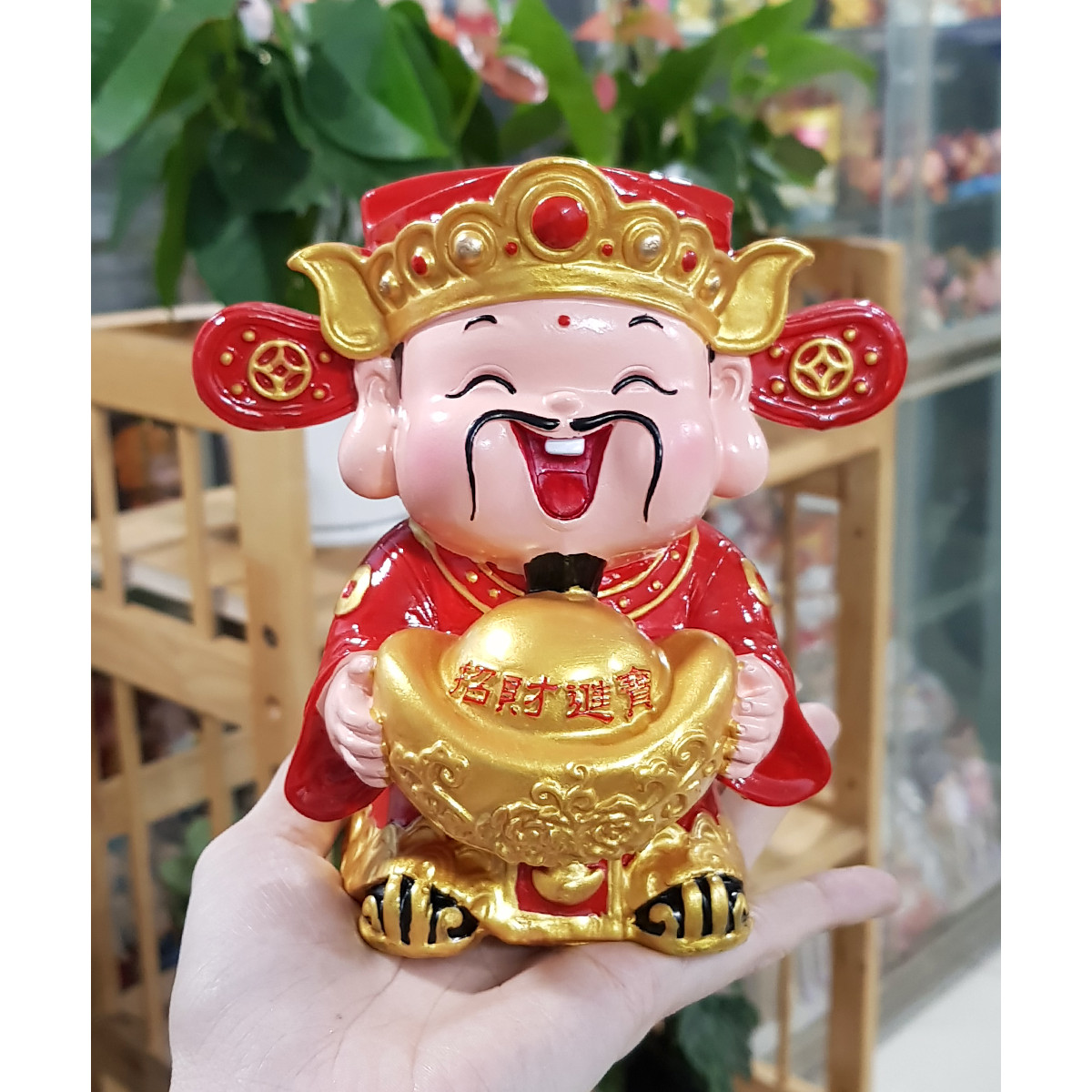 Tượng chibi Thần Tài 14cm đỉnh vàng may mắn mẫu đặc ruột