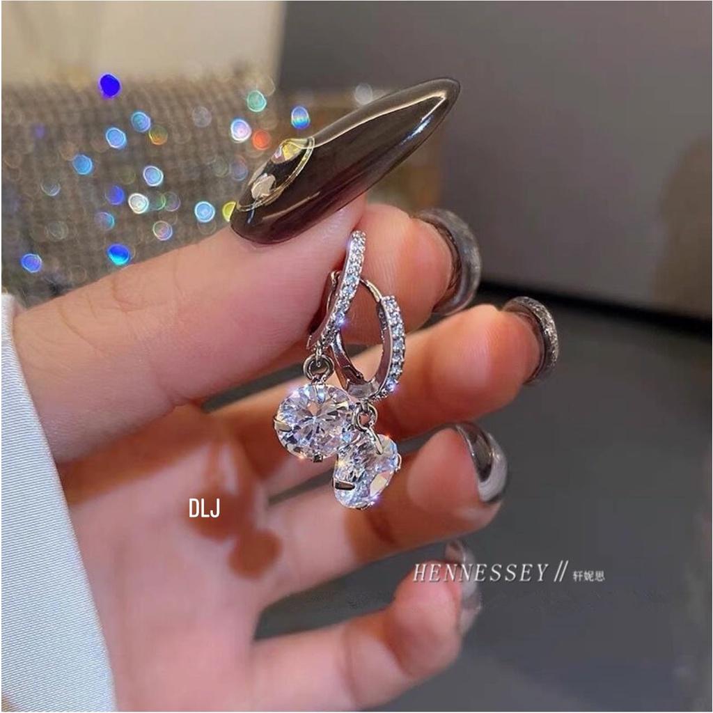 Bông tai nữ bạc ta khuyên tròn nạm đá xinh xắn MS055 phụ kiện trang sức,Vàng bạc an chi